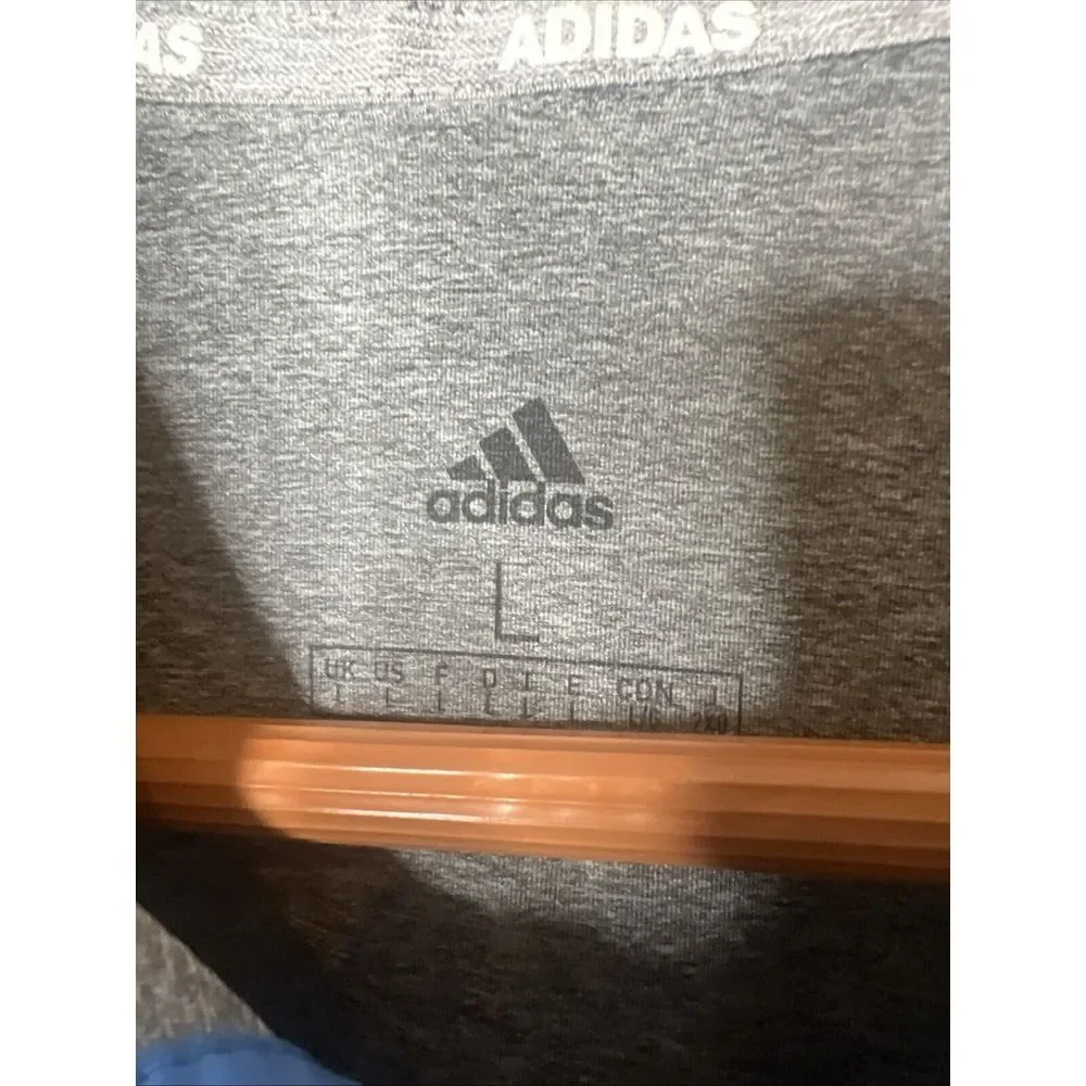 Adidas Golf Polo‎ Shirt Men's Casual Blue Gray Yellow Button Short Sleeve L